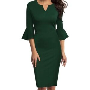 💚NEW! Woosunzee • Green Bell Sleeve Dress